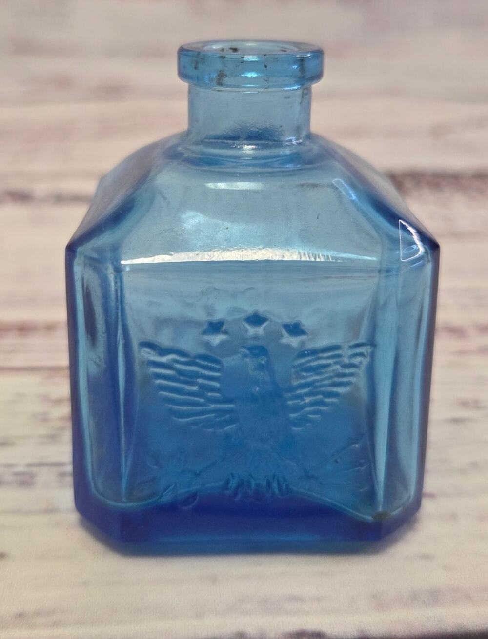 Wheaton Daniel Webster Recorder Ink Bottle Blue  Glass Salem MA Vintage